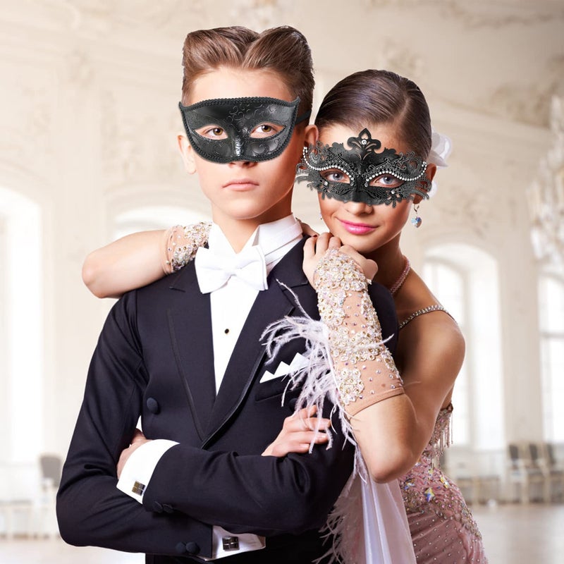 Coddsmz Couple Masquerade Mask Set Venetian Party Mardi Gras Halloween Costume Fancy Dress Mask for Women Men - Image 3